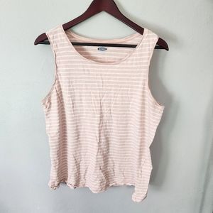 Old navy everywear pink and white striped cotton blend tank top size XL